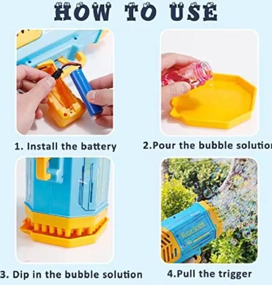 Bubble Gun Machine Toy Kids Automatic Soap Based Bubble Blower