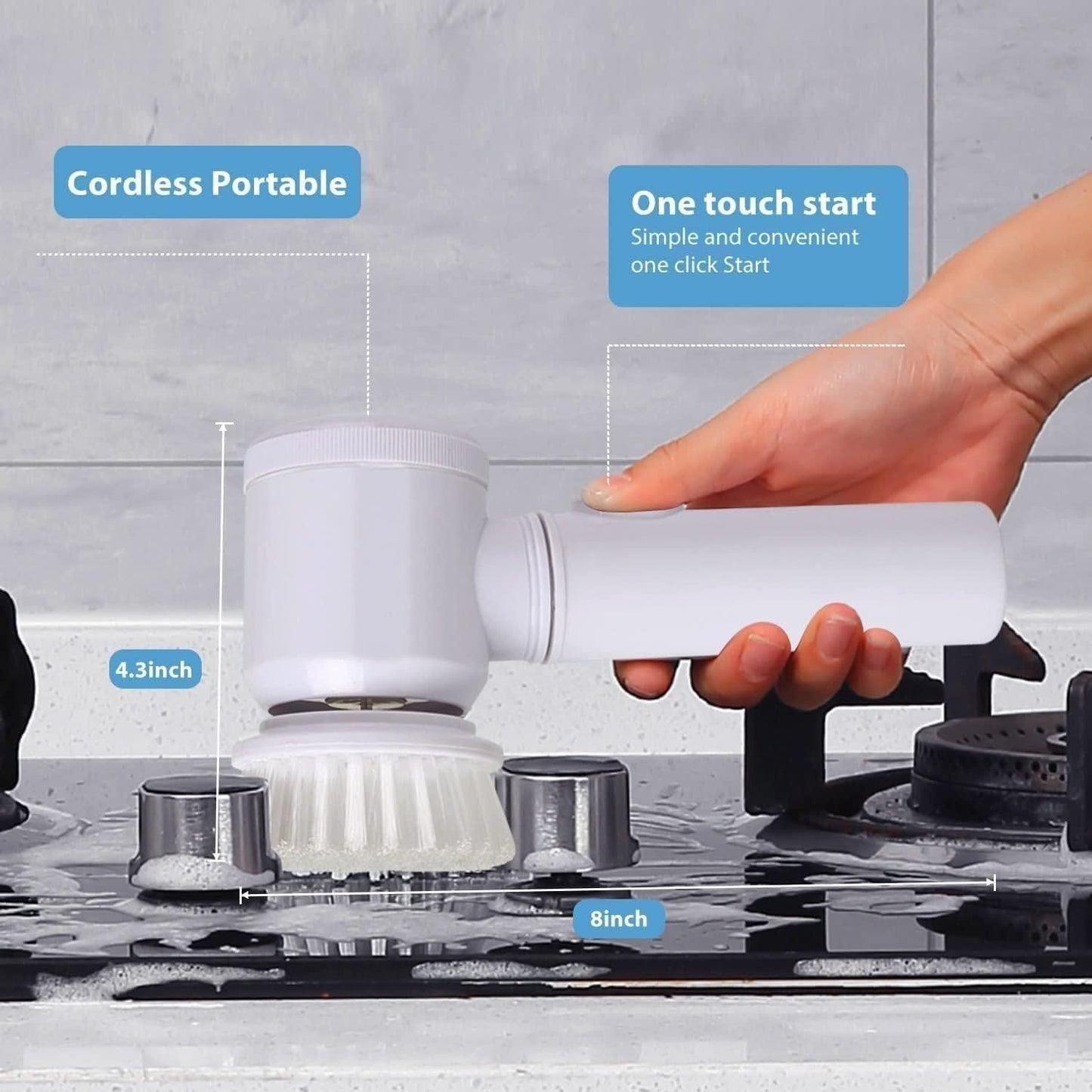 Handheld Bathroom Cleaning Brush Scrubber with Charging Cord
