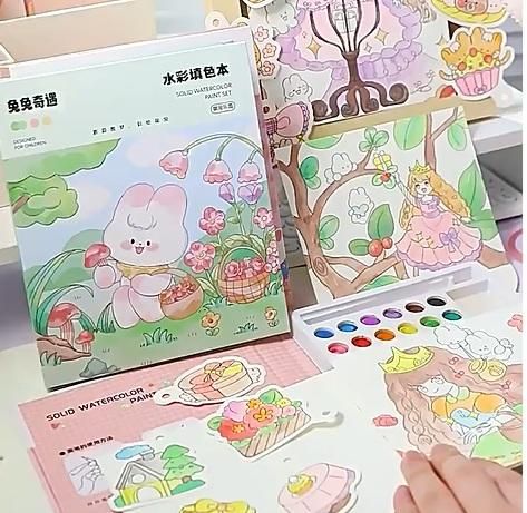 Cartoon Art Coloring Painting Set for Kid's Toy